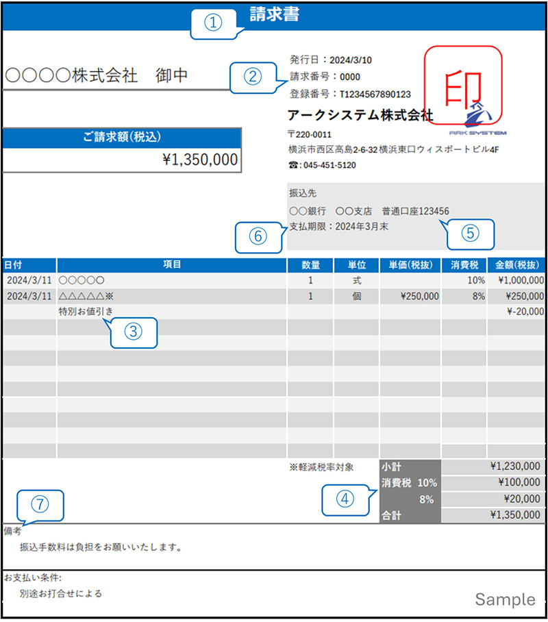 請求書サンプル